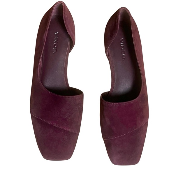 Vince Shoes - Vince Cyder Suede d'Orsay Flats Plum Ballet Flats — Size 6.5